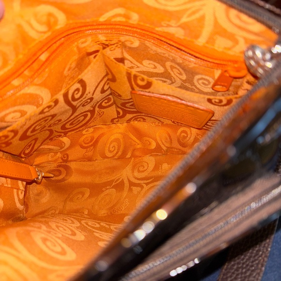 Brighton Cher Brown Patent Faux Croc Shoulder Handbag W/ Coin Purse - Picture 6 of 7